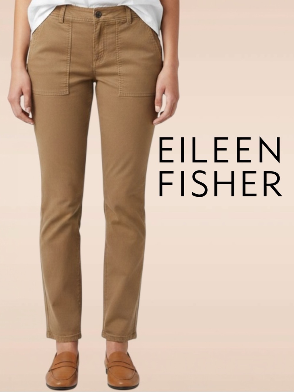 Eileen Fisher Organic Cotton Cozy Stretch Dark Clay Ankle Pants Size: 10 R18GAQ